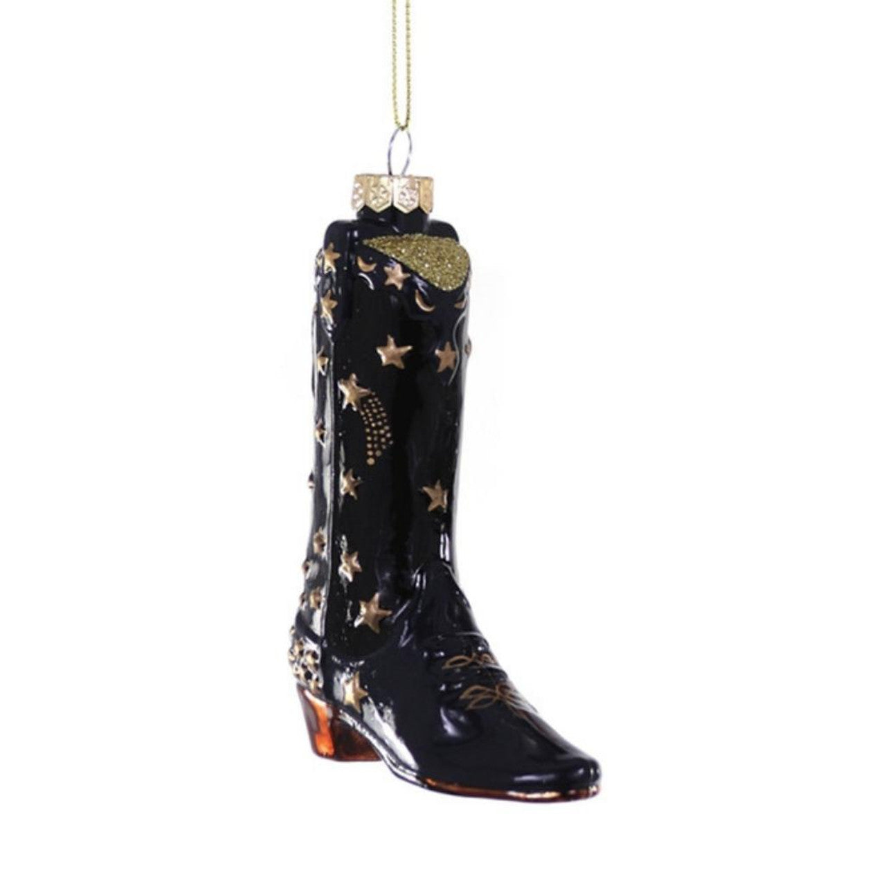 'Black Cosmic Cowboy Boots' schwarz, Christbaumschmuck aus Glas