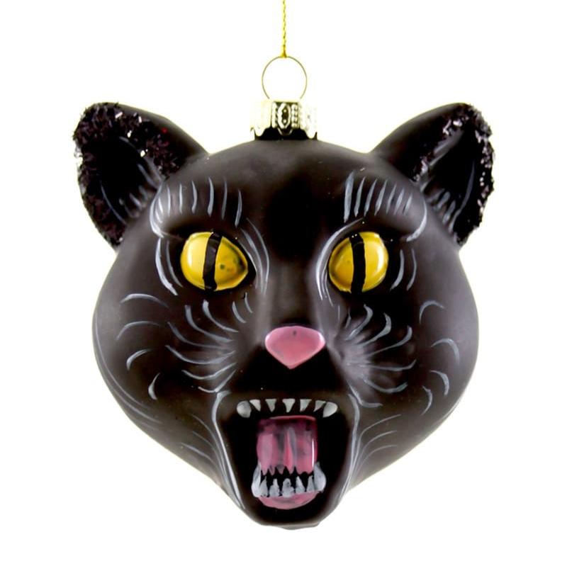 'Schwarze Katze' Christbaumschmuck aus Glas