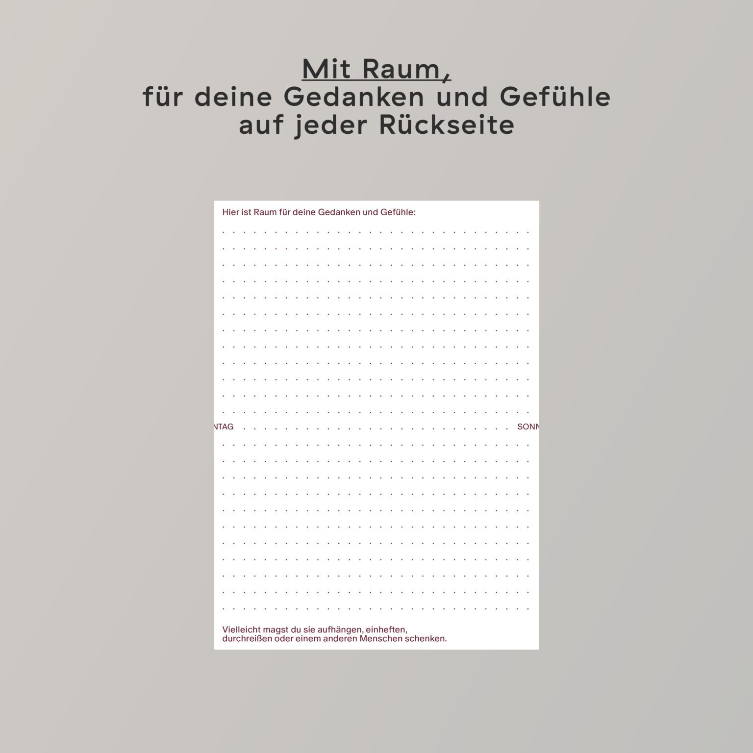 Create Space in 2026 Abreißkalender | Familiar Faces