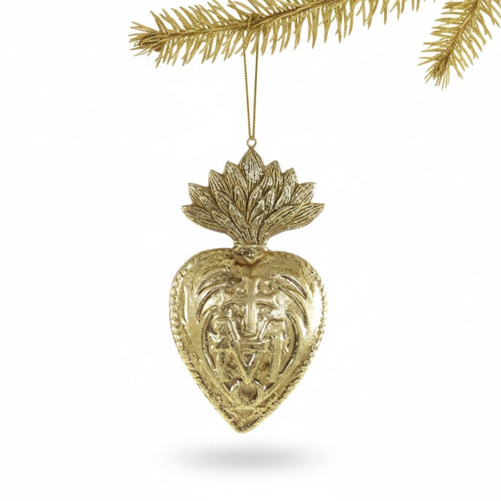 Goldenes Herz' gold, Christbaumschmuck aus Glas