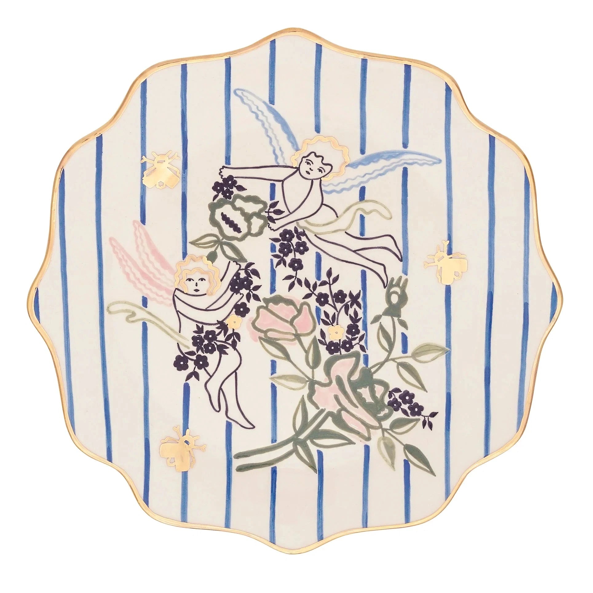 Gunia Project Grace Ornate Plate – handbemalter Keramikteller mit Engelmotiv