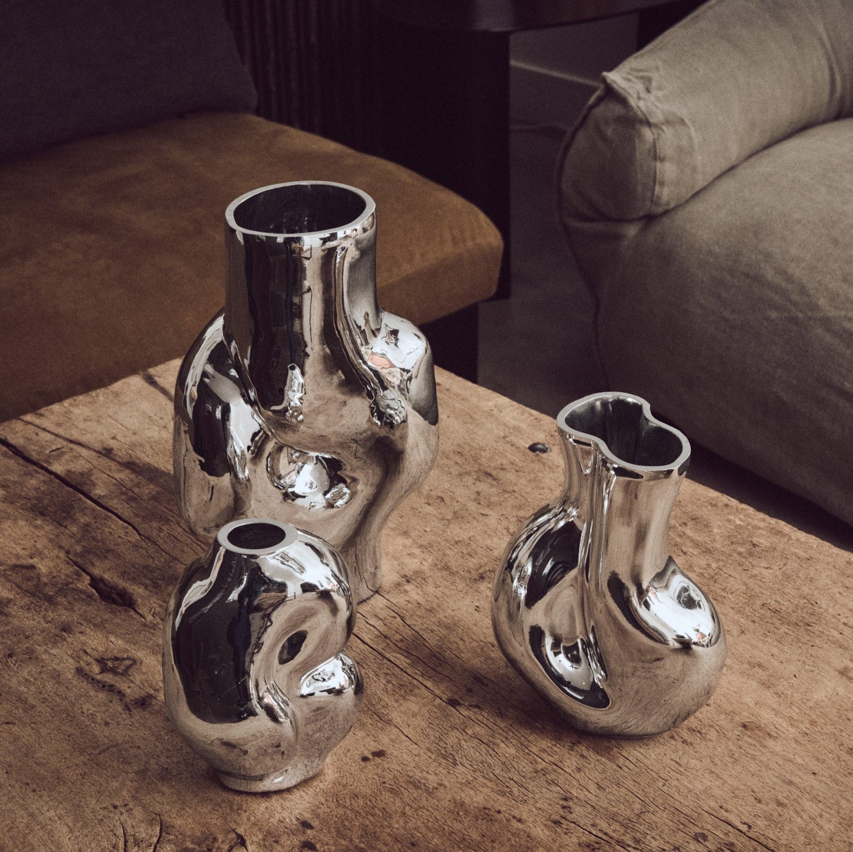 Gleam Glasvase in zwei Größen, Chrome | HK Living