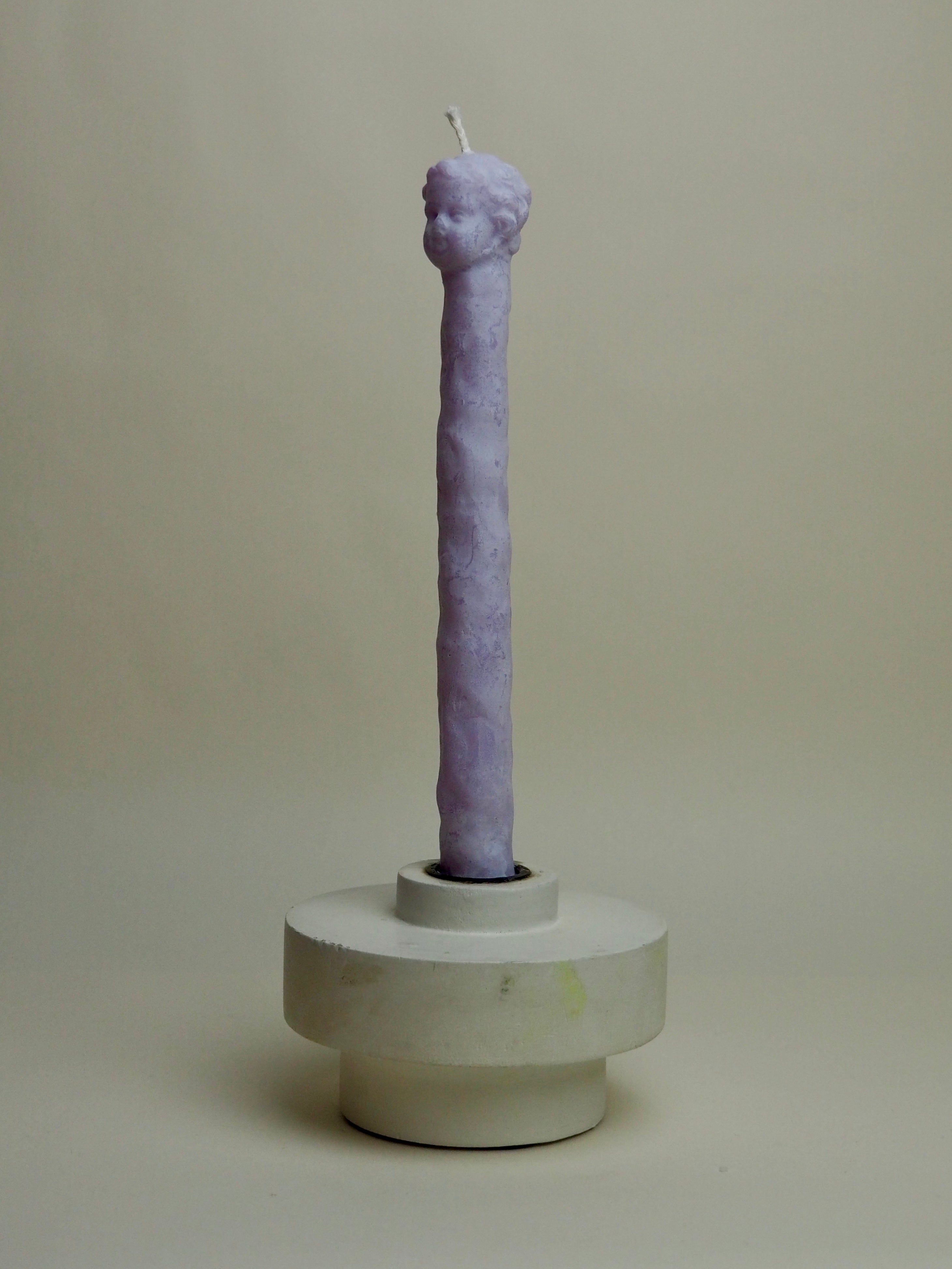 'Putto' Kerze mit Engelkopf, handgearbeitet