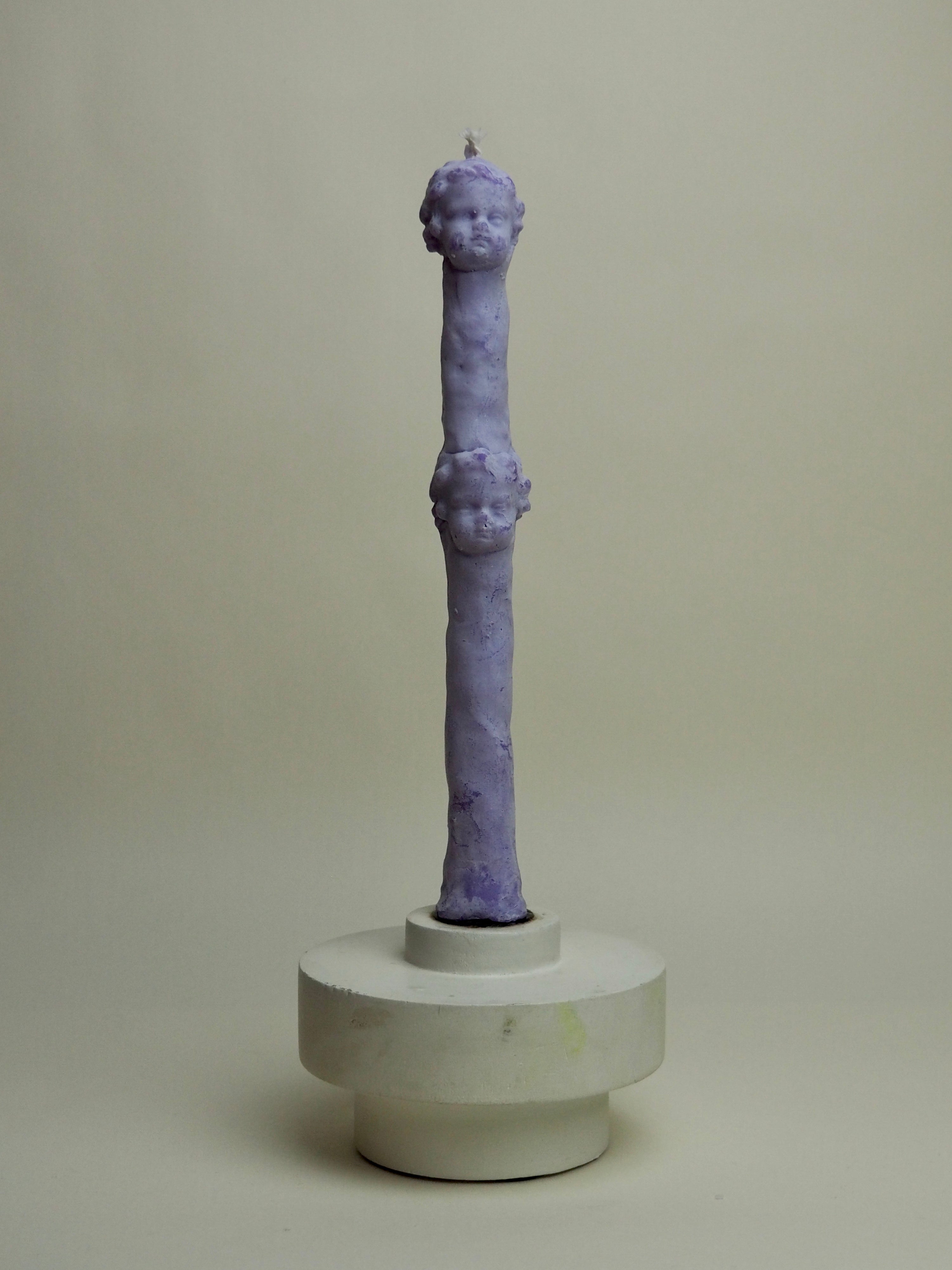 'Putto' Kerze mit Engelkopf, handgearbeitet