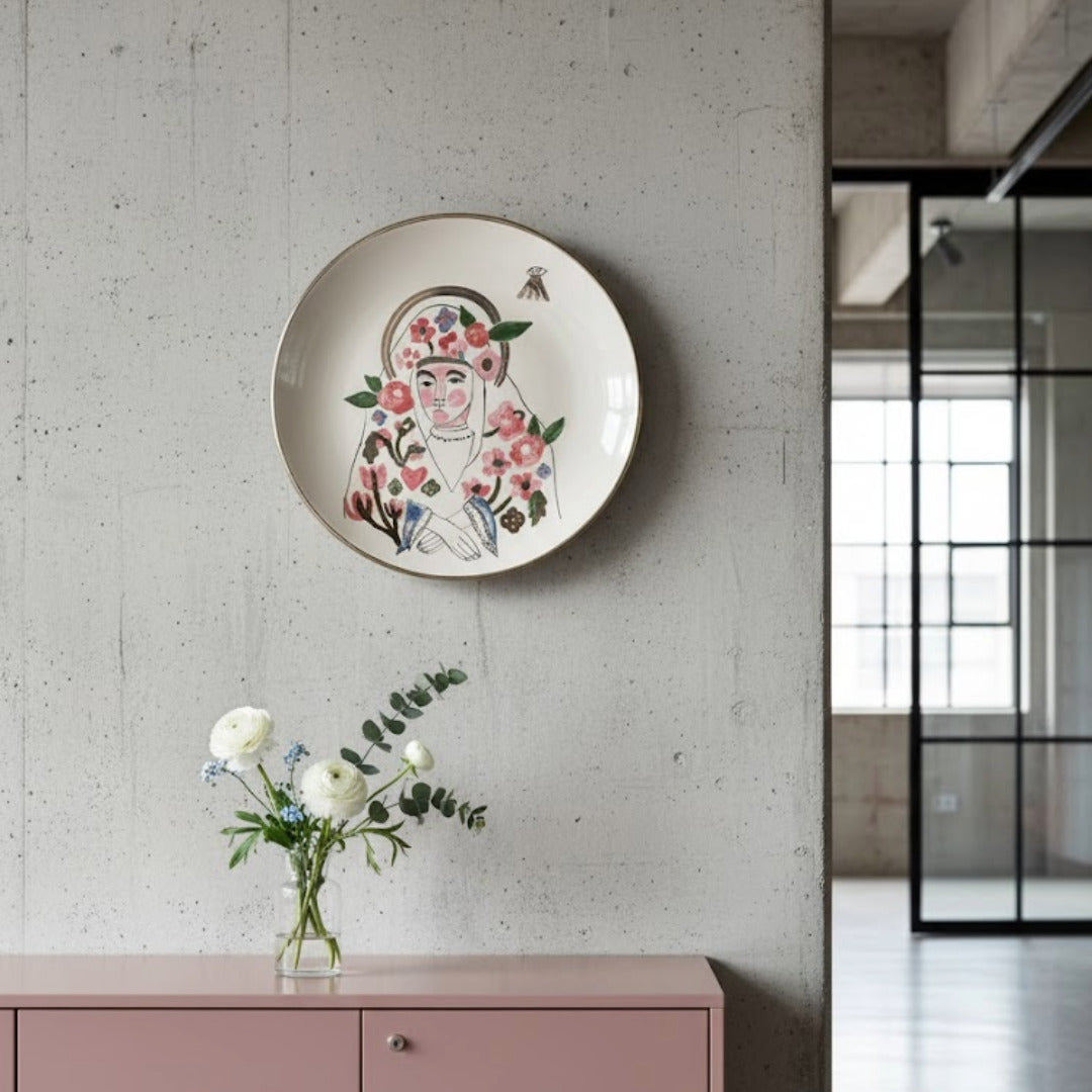 'Maria' handgemalter Keramikteller| Gunia Project