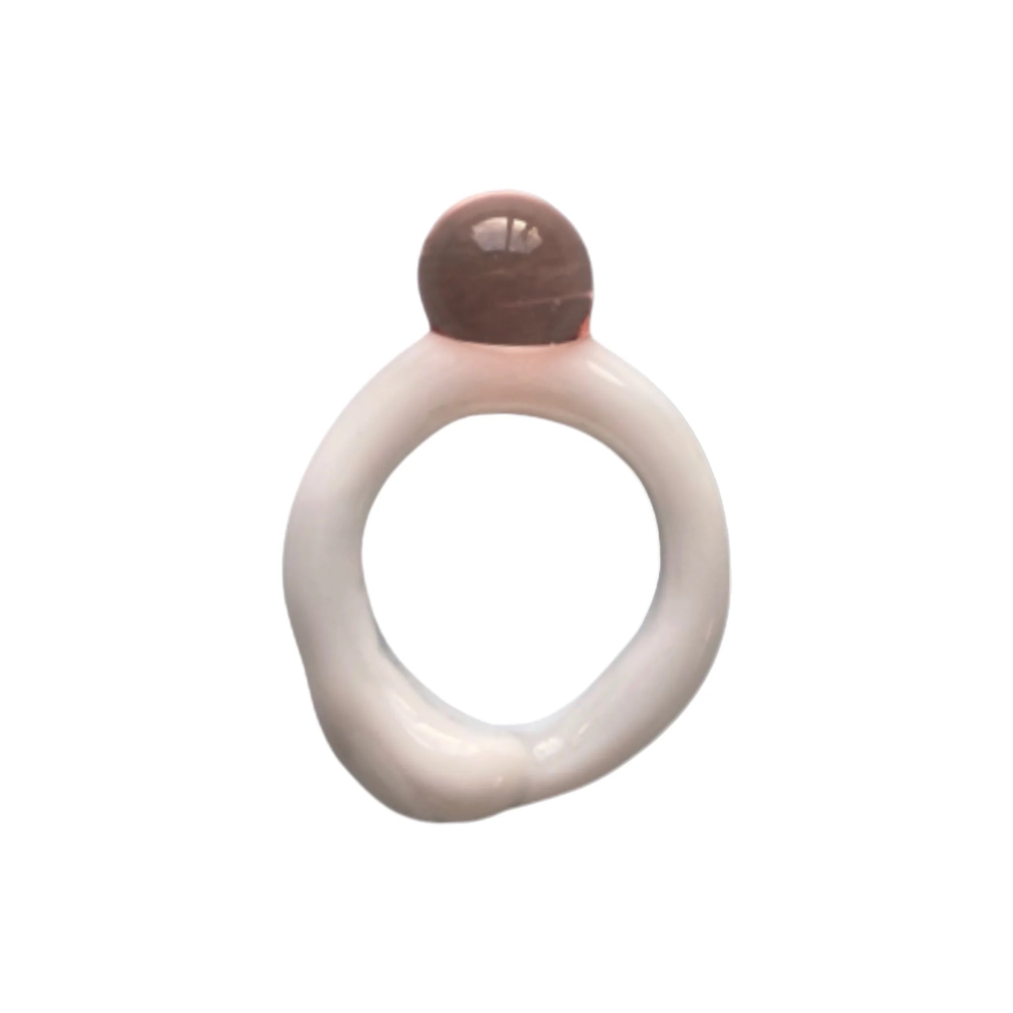 Roslyn 'Bubble Single' weiss rosa, Ring aus Glas