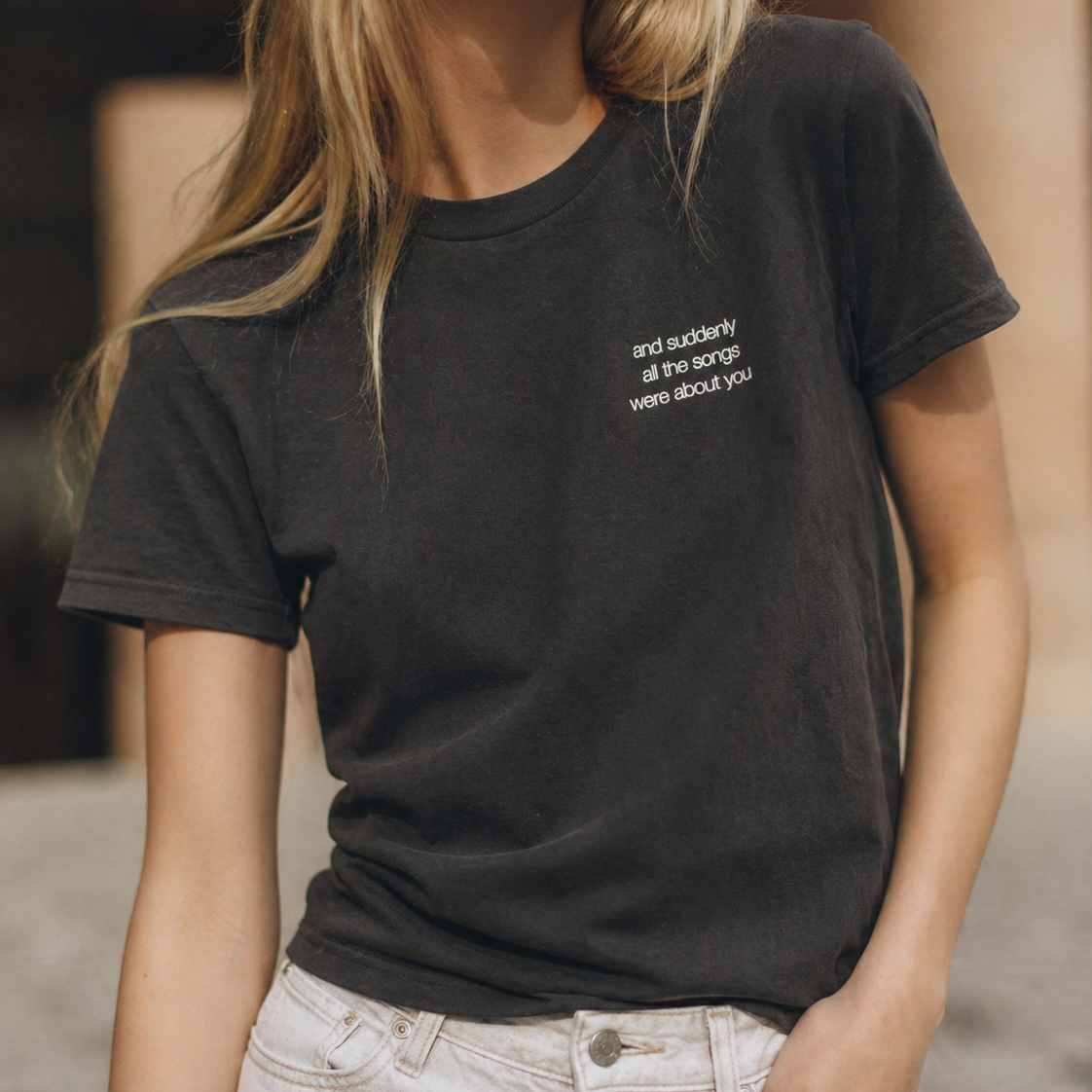'and suddenly all the songs were about you' Shirt, washed out black / medium fit