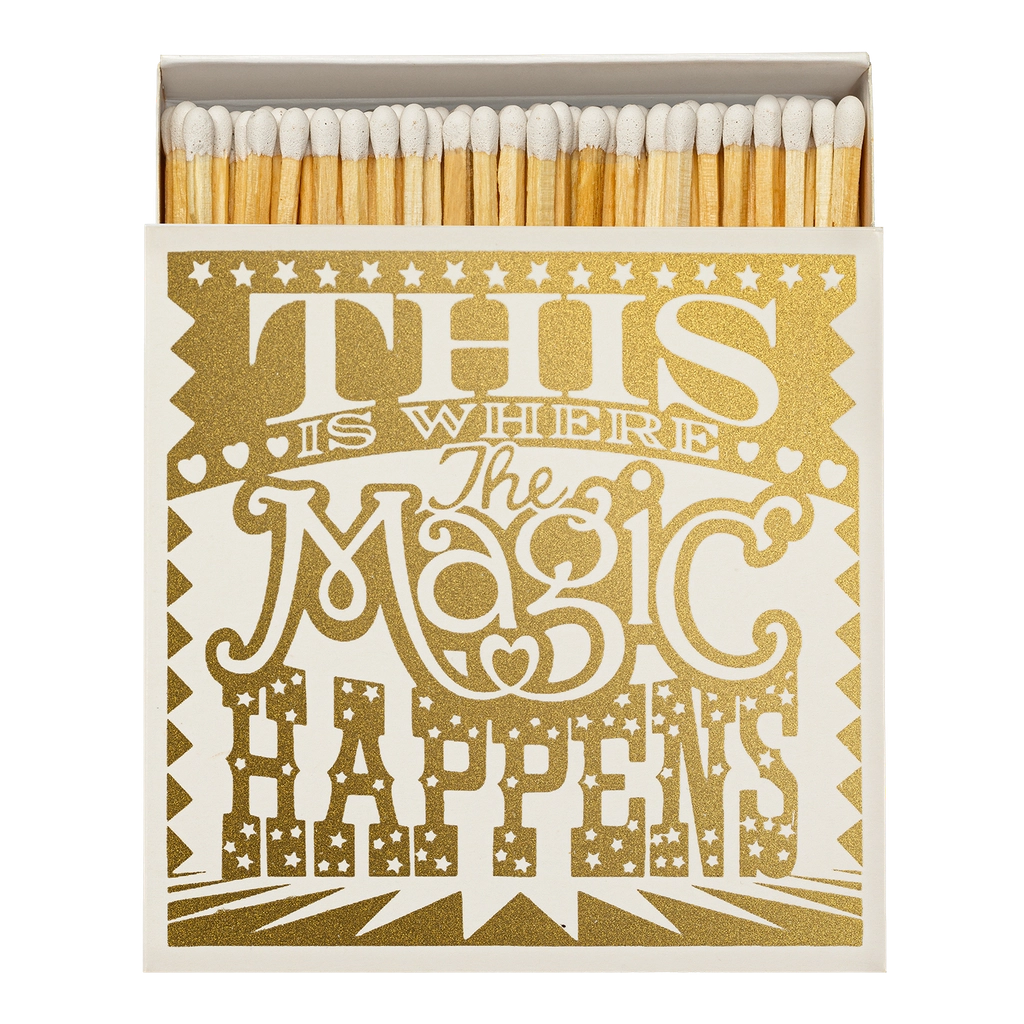 "Magic Happens' Streichhölzer, quadratisch