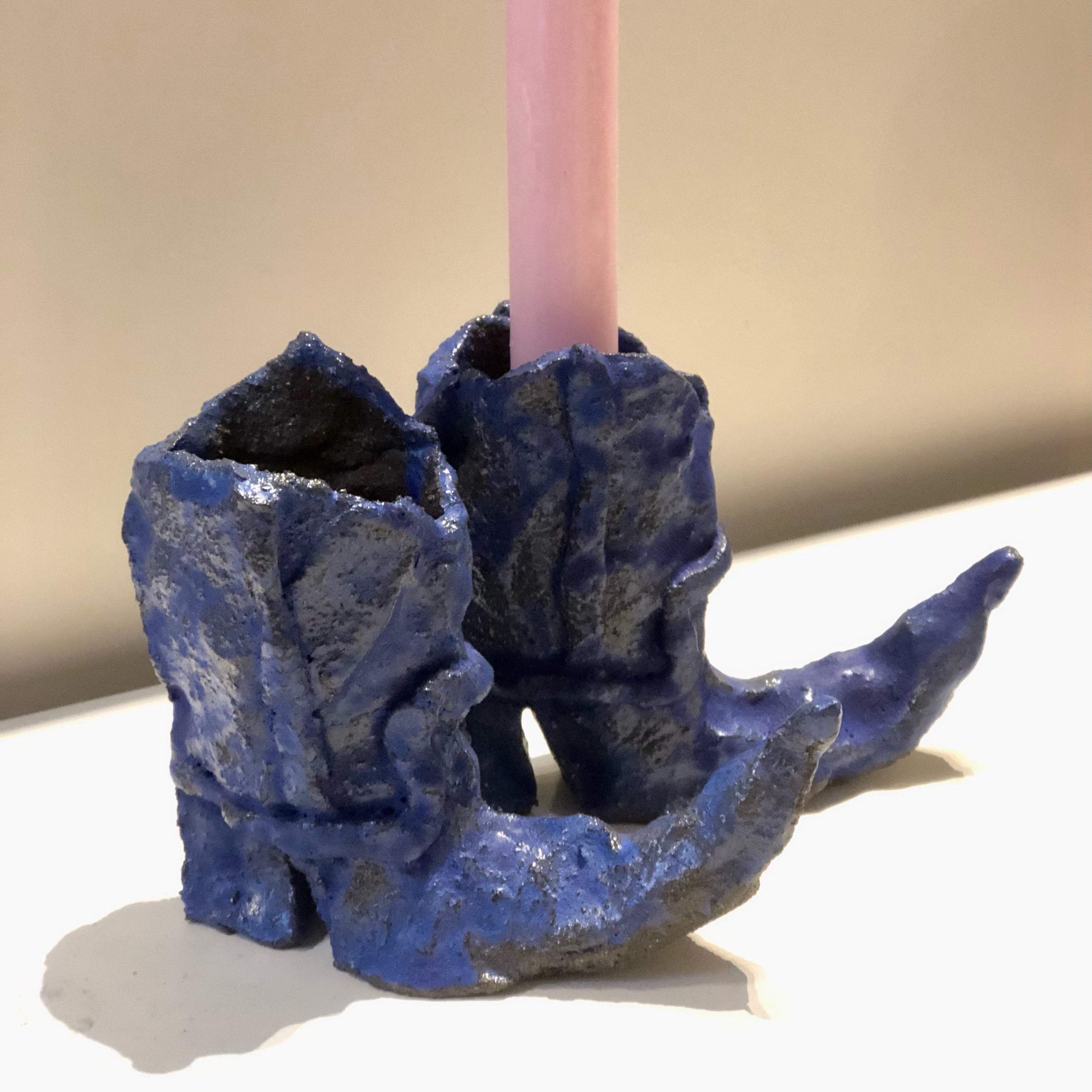 'Cowboy Boots', Kerzenhalter, blau | Hot Legs