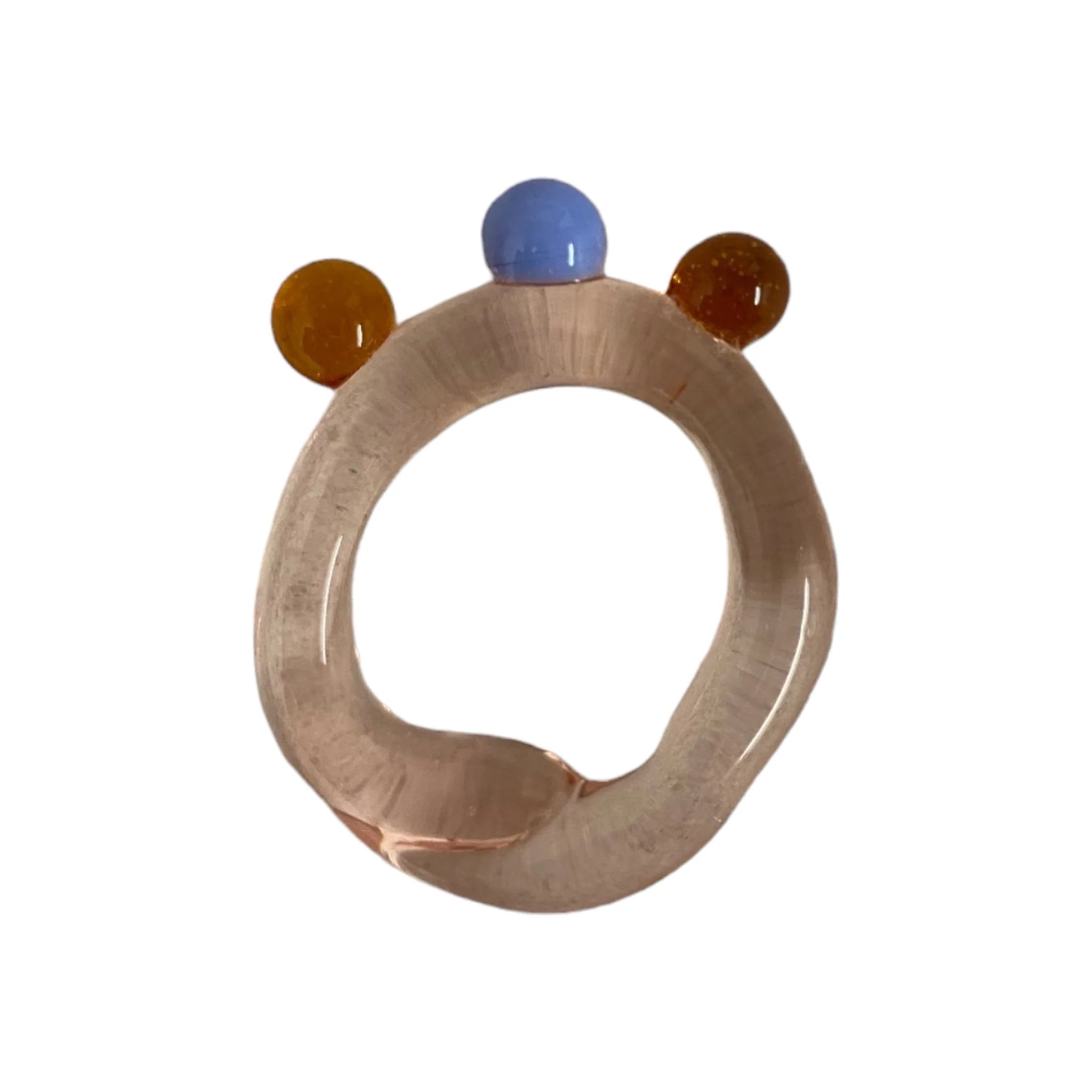 Roslyn 'Bubble Triple' rosa blau amber, Ring aus Glas