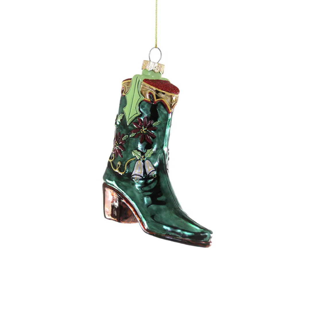 'Christmas Boots' grün, Christbaumschmuck aus Glas