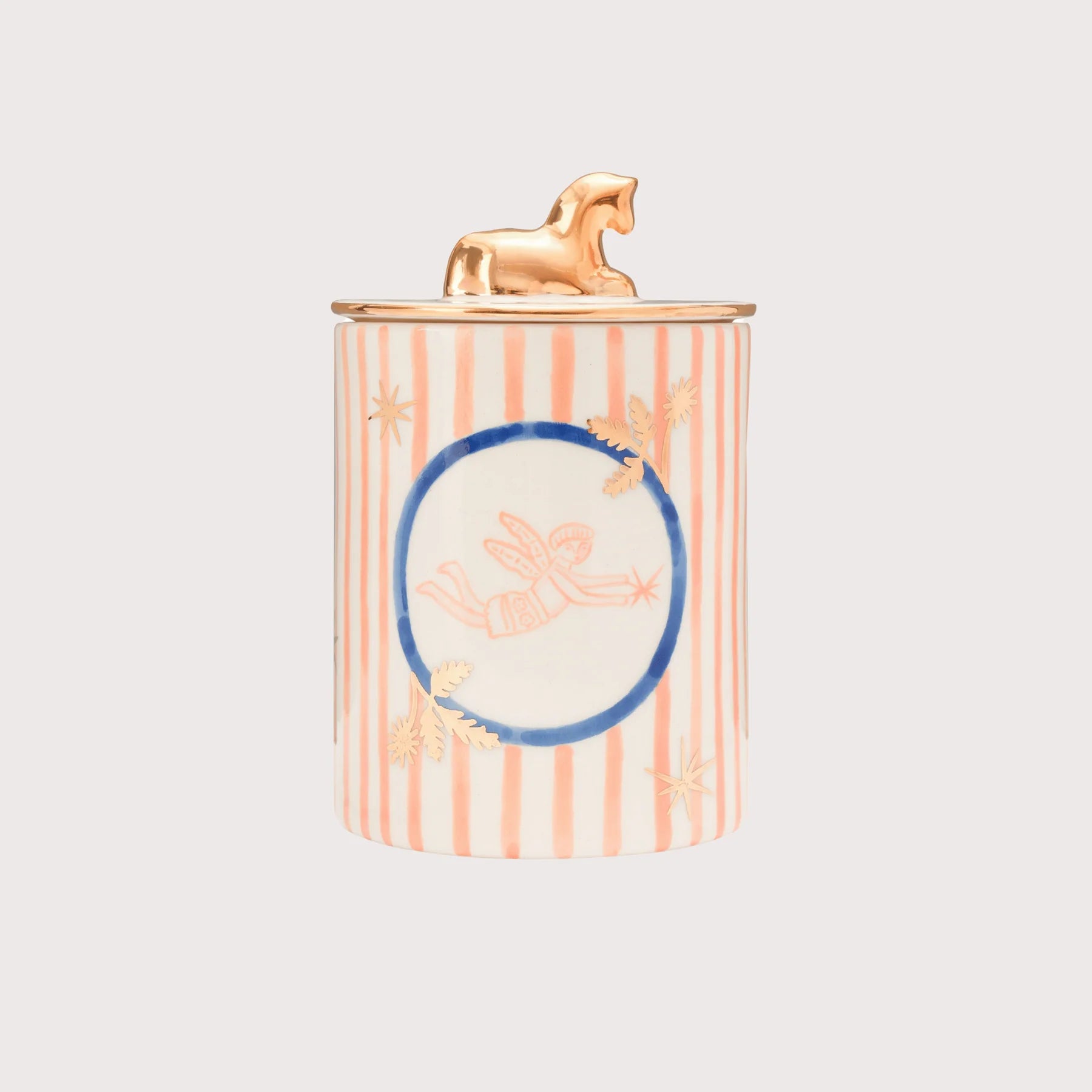 Gunia Project Horseman Sugar Bowl in Pink – handbemalte Keramik-Zuckerdose mit Reitermotiv