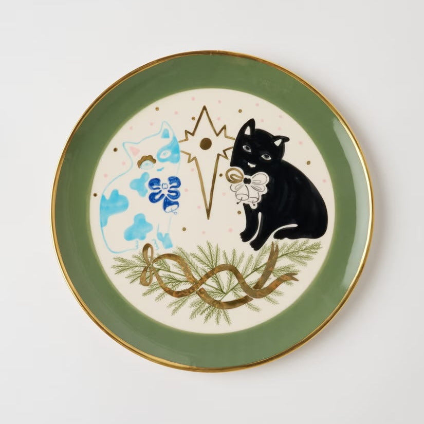 Gunia Project Plate Wonderworld Cats – handbemalter Keramikteller mit Katzenmotiv