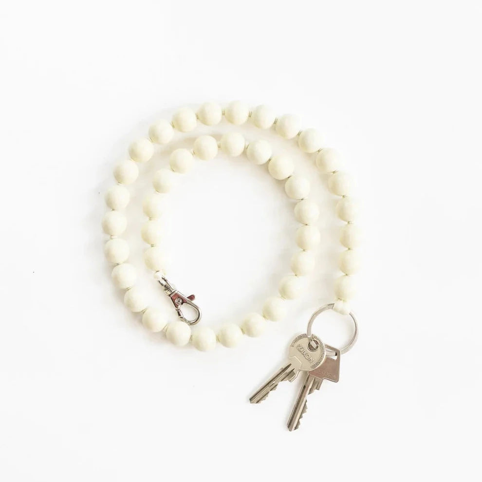 BIG Schlüsselanhänger mit dicken Holzperlen, lang, Opal | Ina Seifert