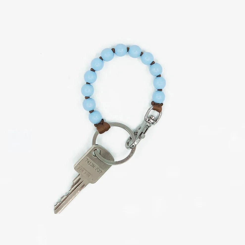 Ina Seifart Schlüsselanhänger mit Perlen, Pastellblau / Mocca, kurz
