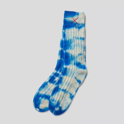 Tie-Dye Socken aus Kashmir, blau-melange | Mell-o