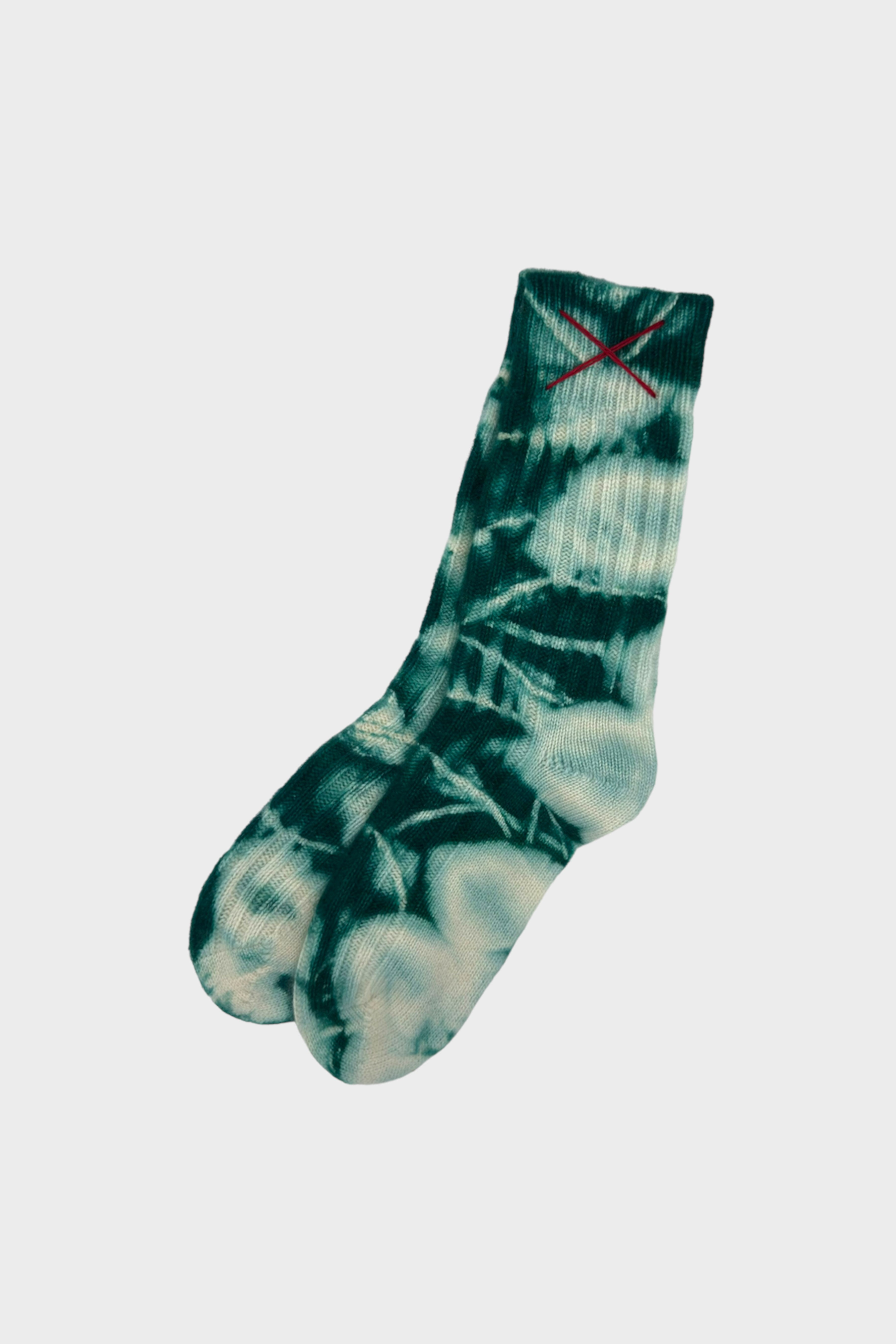 Tie-Dye Socken aus Kashmir, dunkelgrün-melange | Mell-o