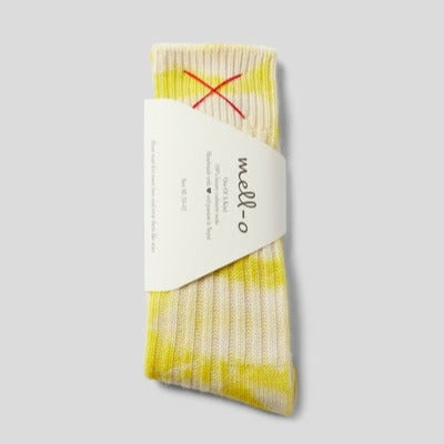 Tie-Dye Socken aus Kashmir, gelb-melange | Mell-o