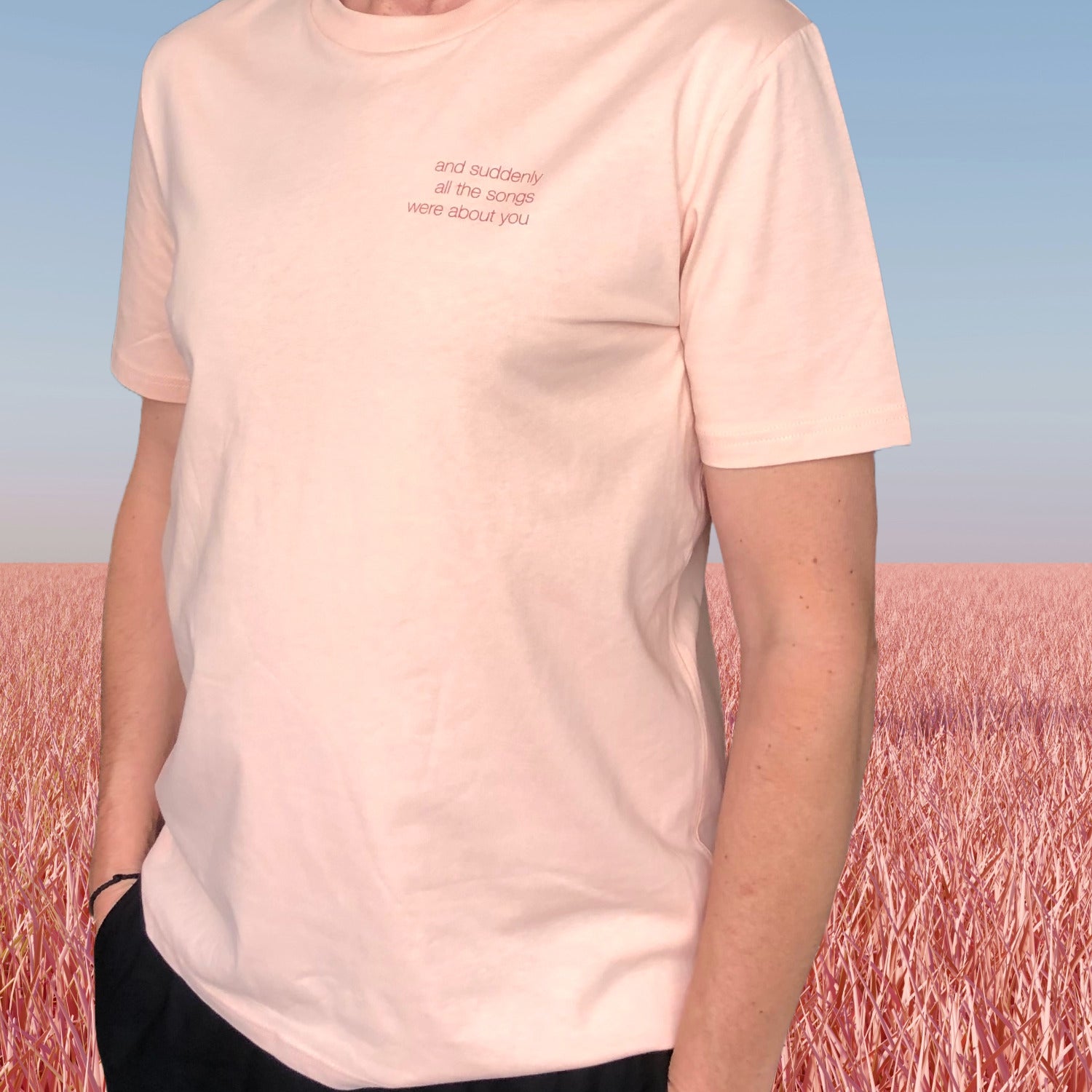 'and suddenly all the songs were about you' Shirt, peach / medium fit