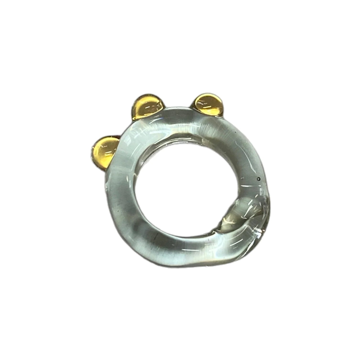 Roslyn 'Bubble Triple' hellblau gelb, Ring aus Glas