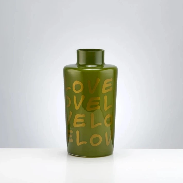 'Unnamed' Bucket Vase, golden love, pea green | Qubus