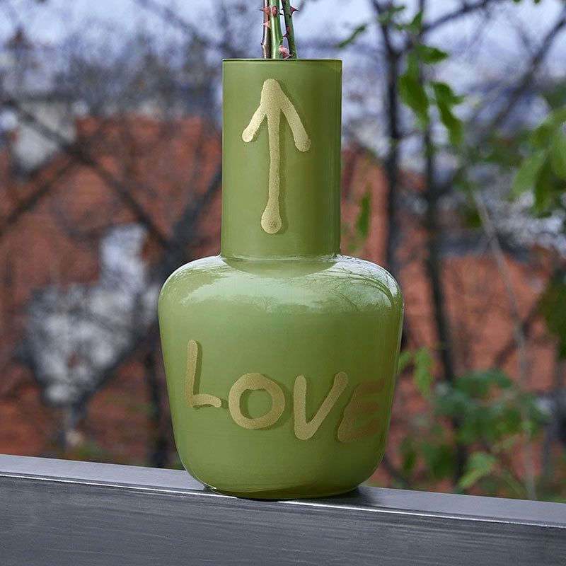 'Unnamed' Vase, golden love, pea green | Qubus
