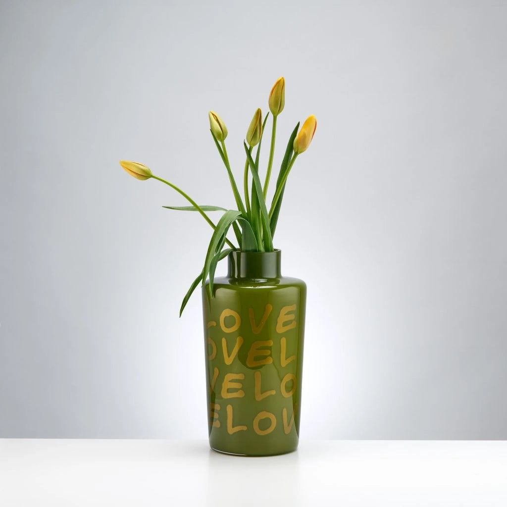 'Unnamed' Bucket Vase, golden love, pea green | Qubus