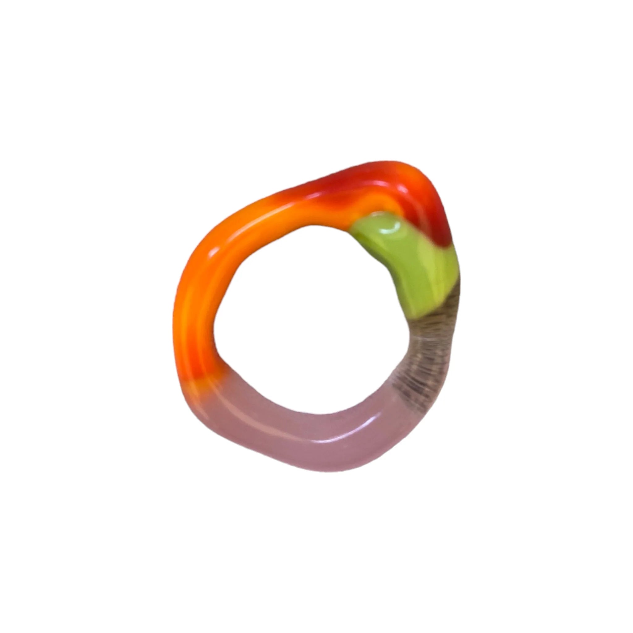Roslyn 'Zero Waste' orange rosa grün, Ring aus Glas