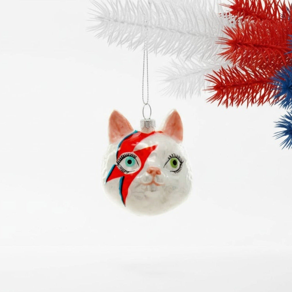 'Bowie Cat' Christbaumschmuck aus Glas