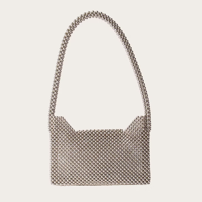 'Ekkula Disco', kleine Handtasche aus silbernen Perlen | Studio Ekkula