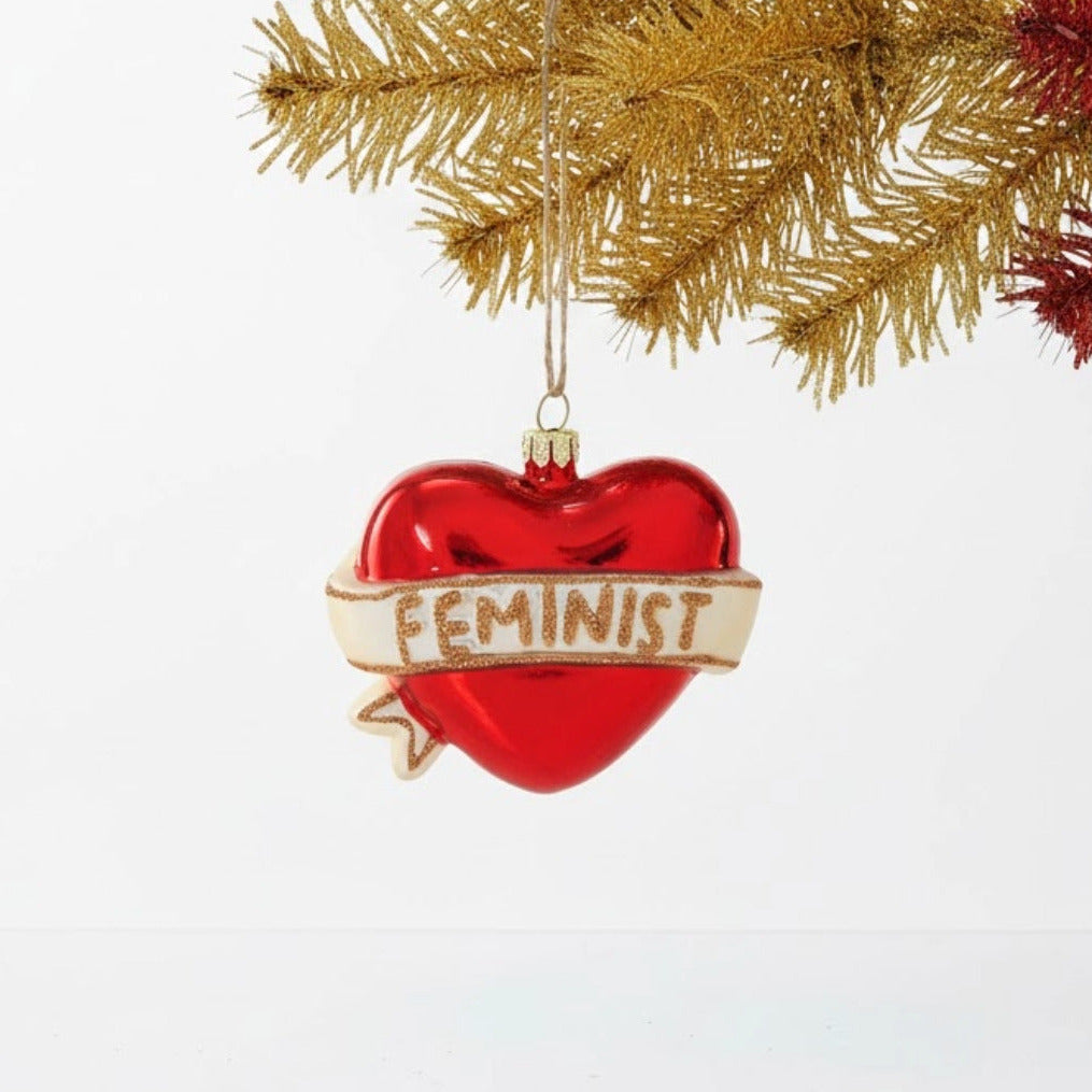 'Feminist Heart' Ornament | Christbaumschmuck aus Glas