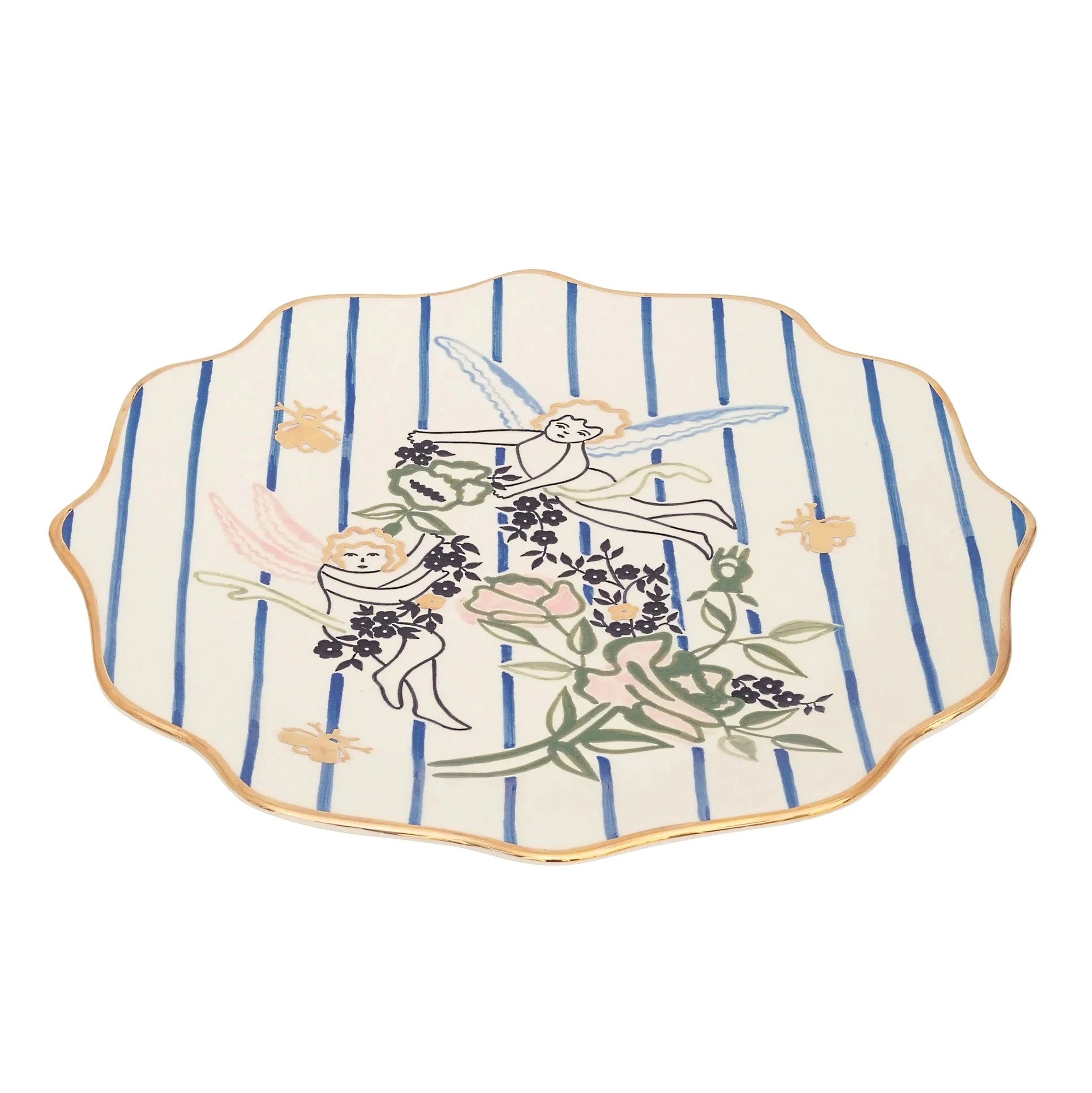 Gunia Project Grace Ornate Plate – handbemalter Keramikteller mit Engelmotiv