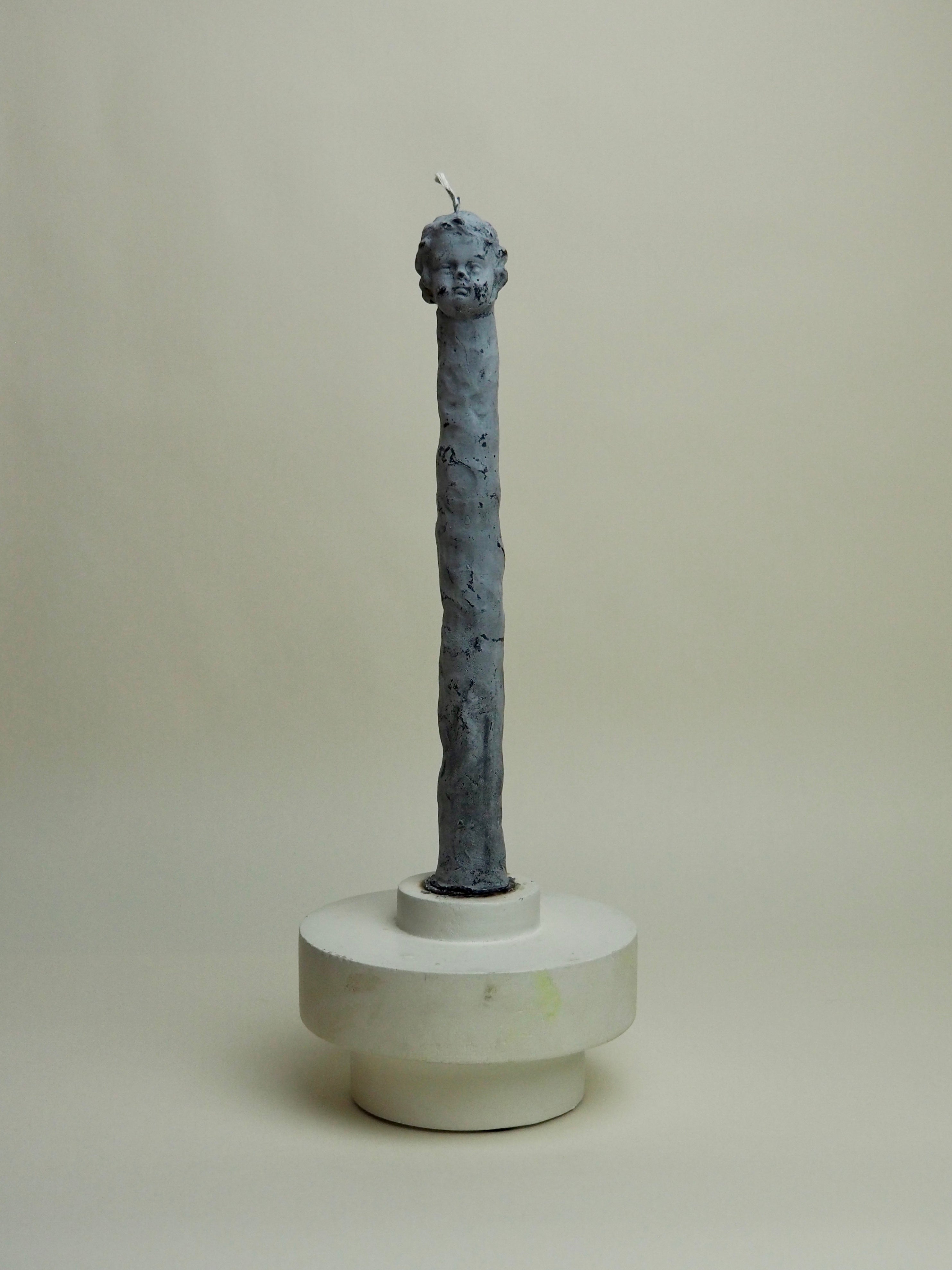 'Putto' Kerze mit Engelkopf, handgearbeitet