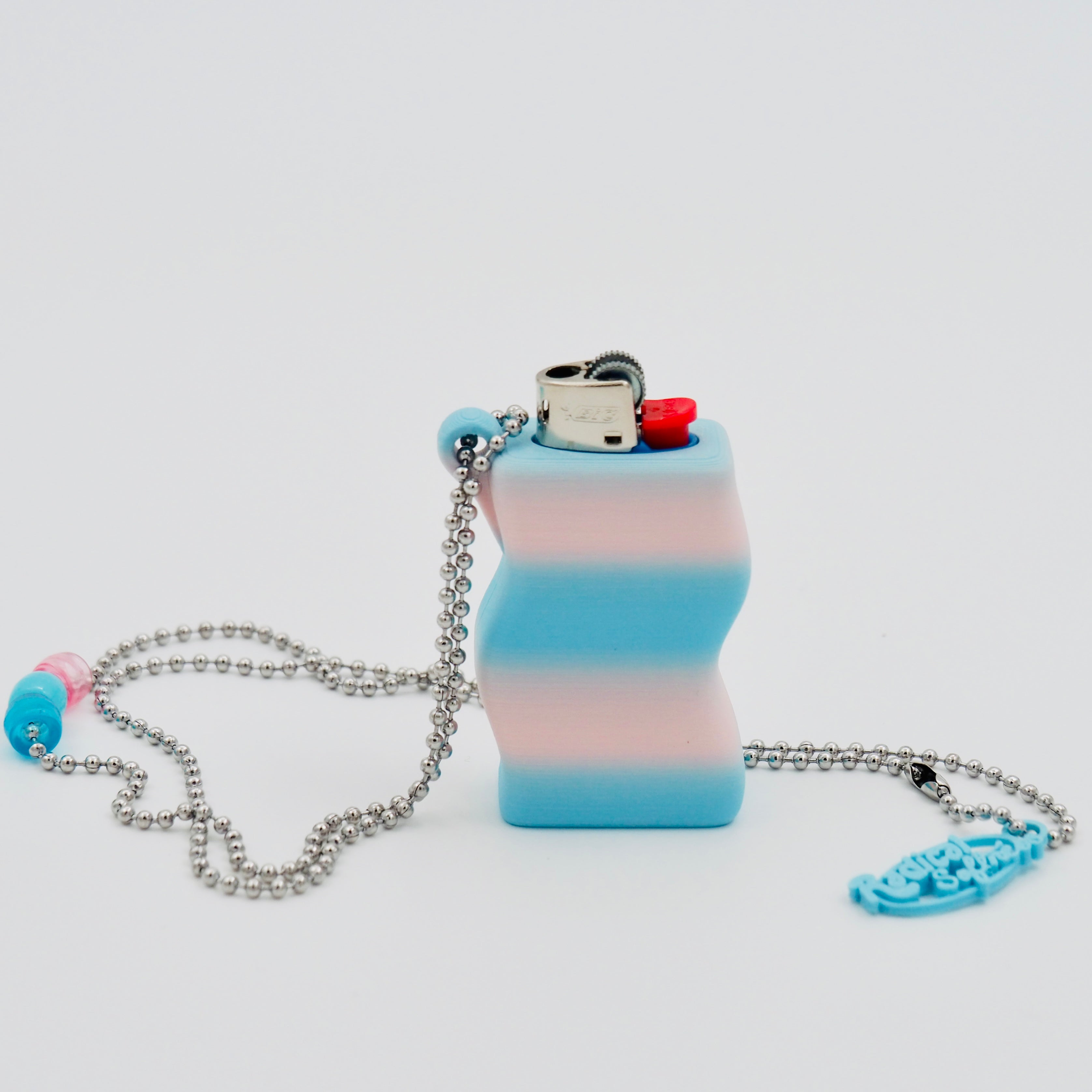 "Funky Chunky" Feuerzeug Case 3D-Printed, pastell blau | Radical Softness