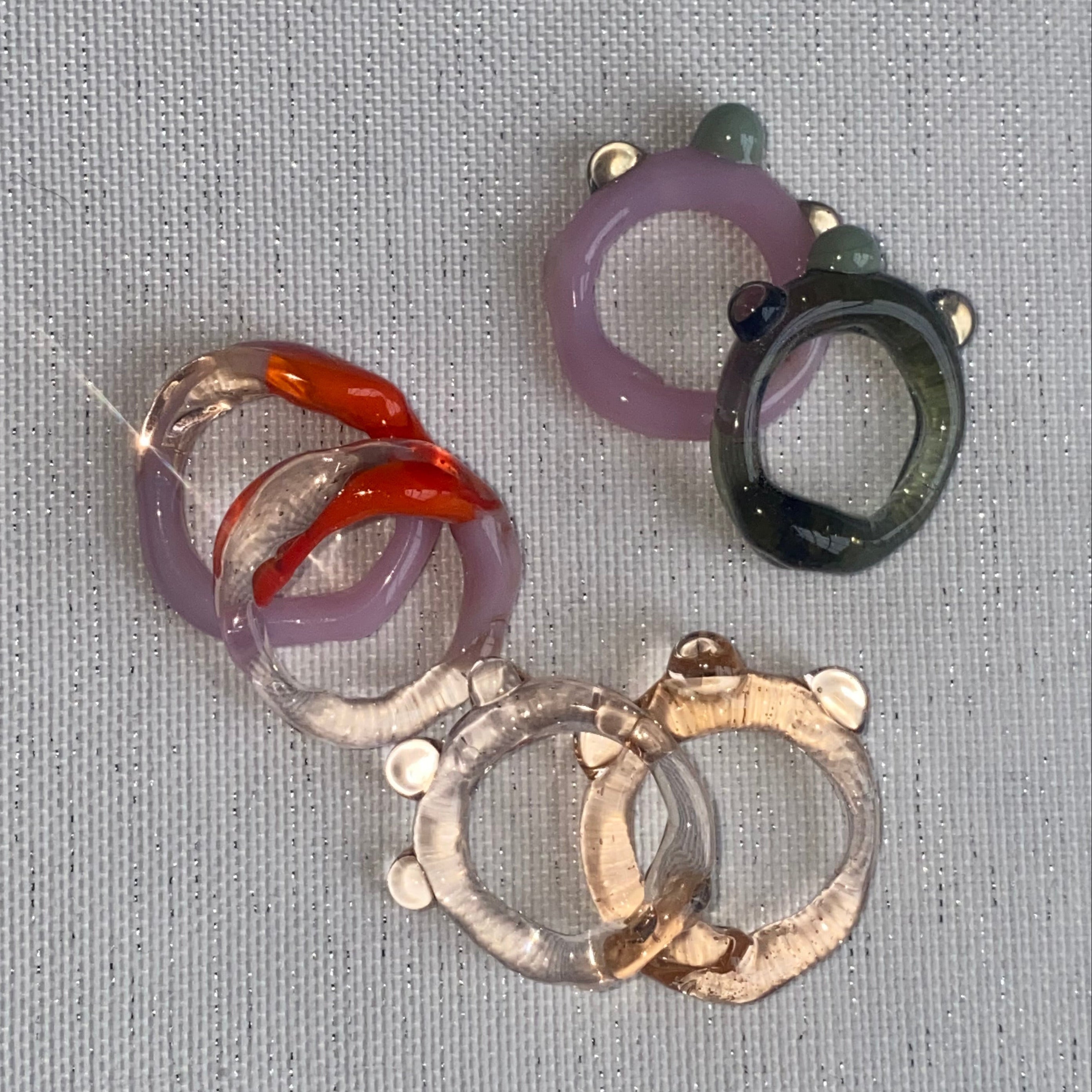 Roslyn 'Zero Waste' orange rosa, Ring aus Glas