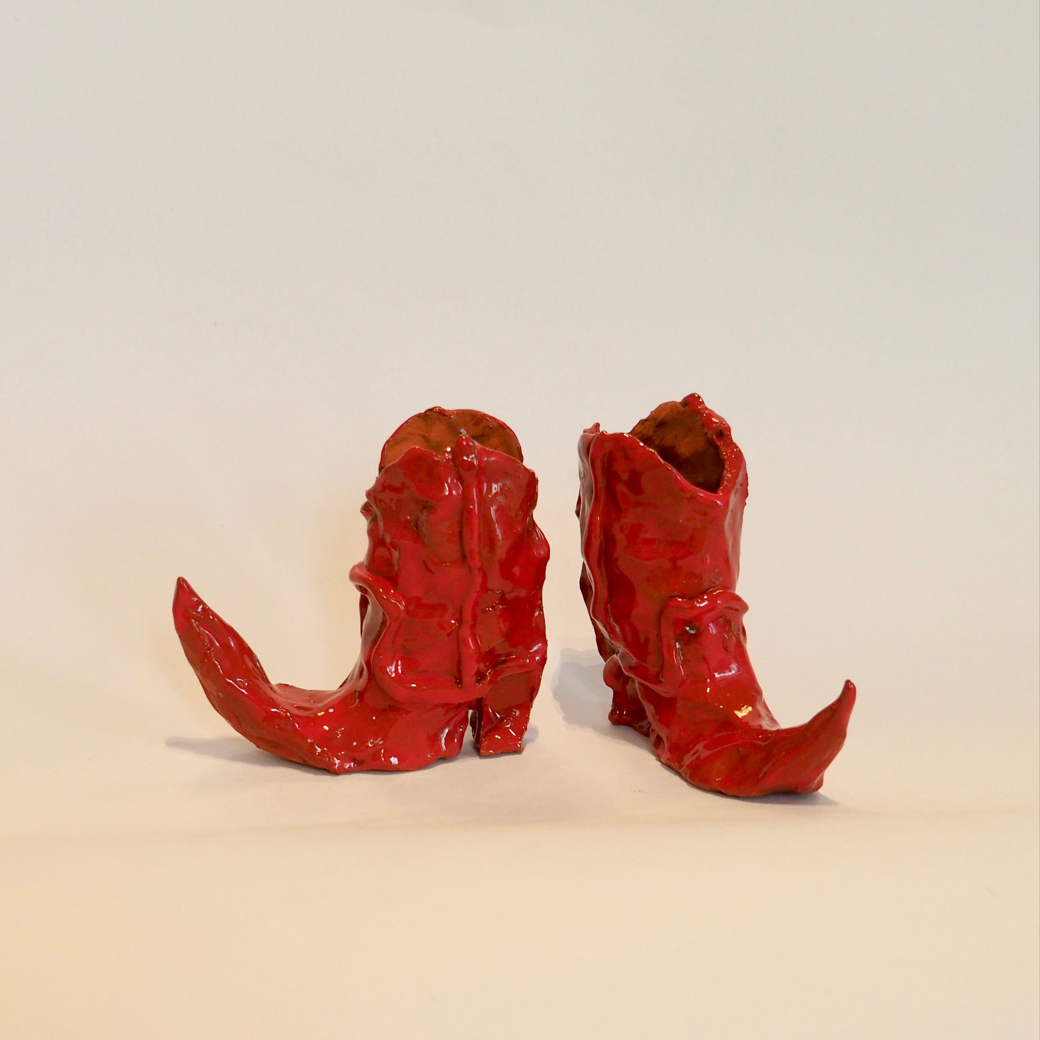 HOT LEGS Cowboy Boots, Kerzenhalter, rot
