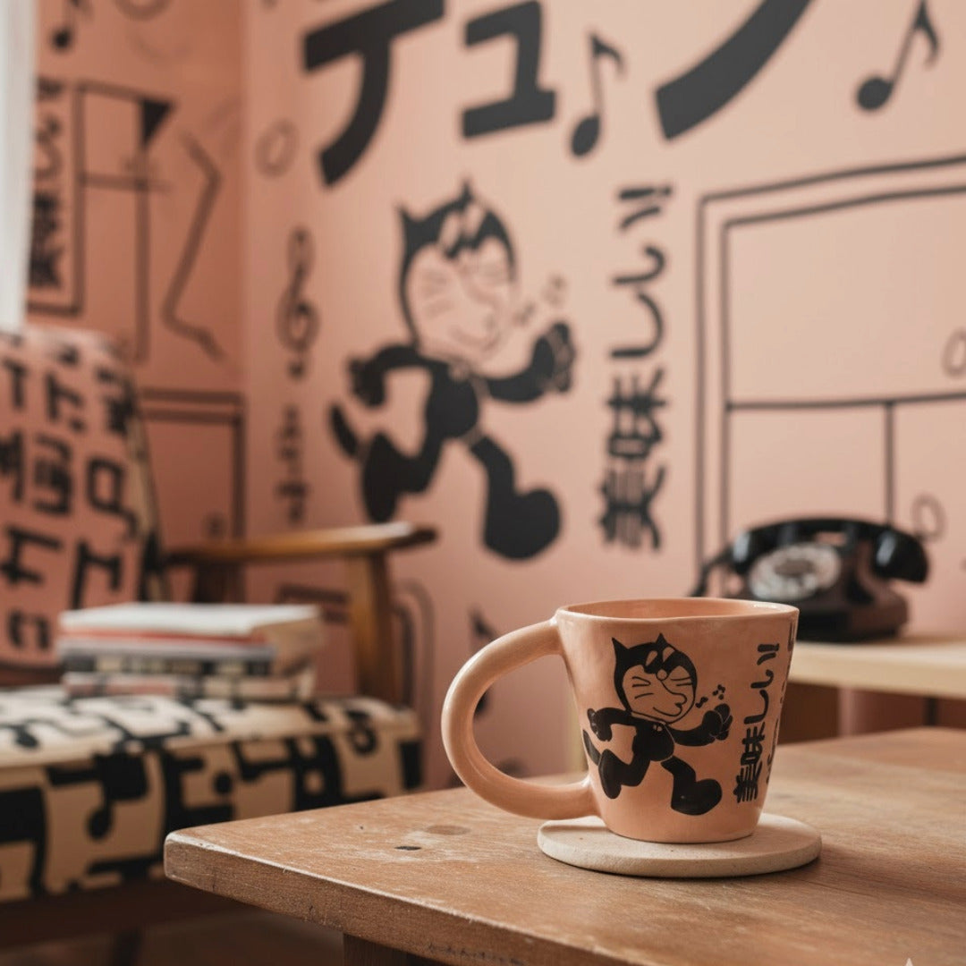 Limitierter Keramikbecher mit ikonischem Comic-Design – handgefertigt | Rapiditas Studio