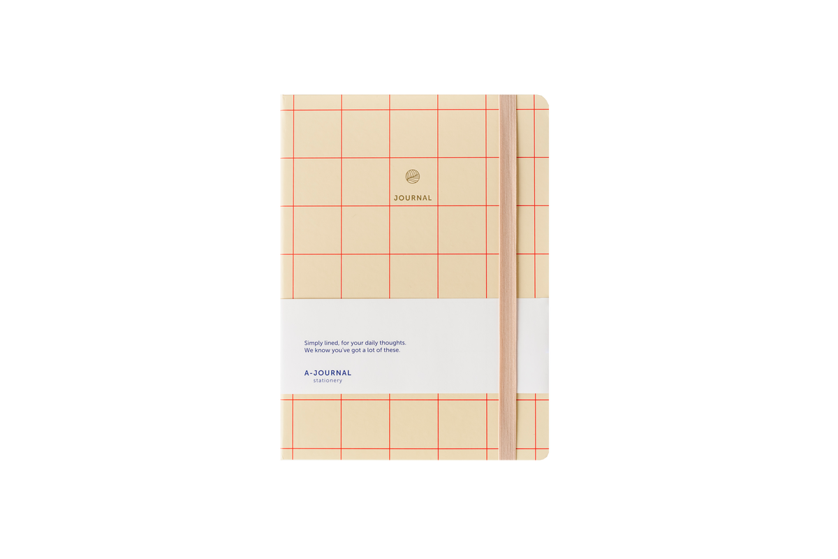 A-Journal Notizbuch mit kariertem roten Muster