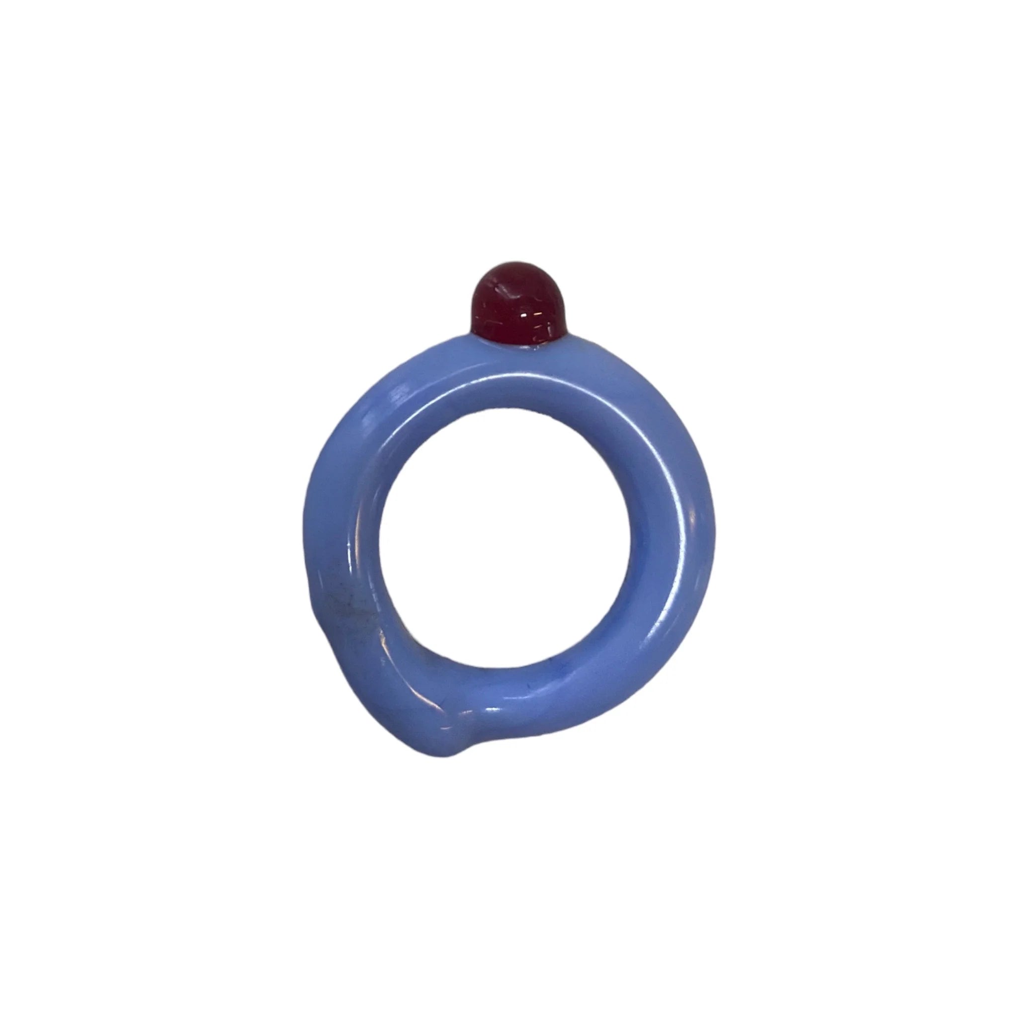 Roslyn 'Bubble Single' blau rot, Ring aus Glas