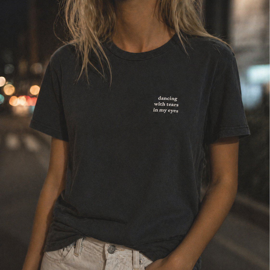 'Dancing With Tears In My Eyes' Shirt, washed out black / medium fit