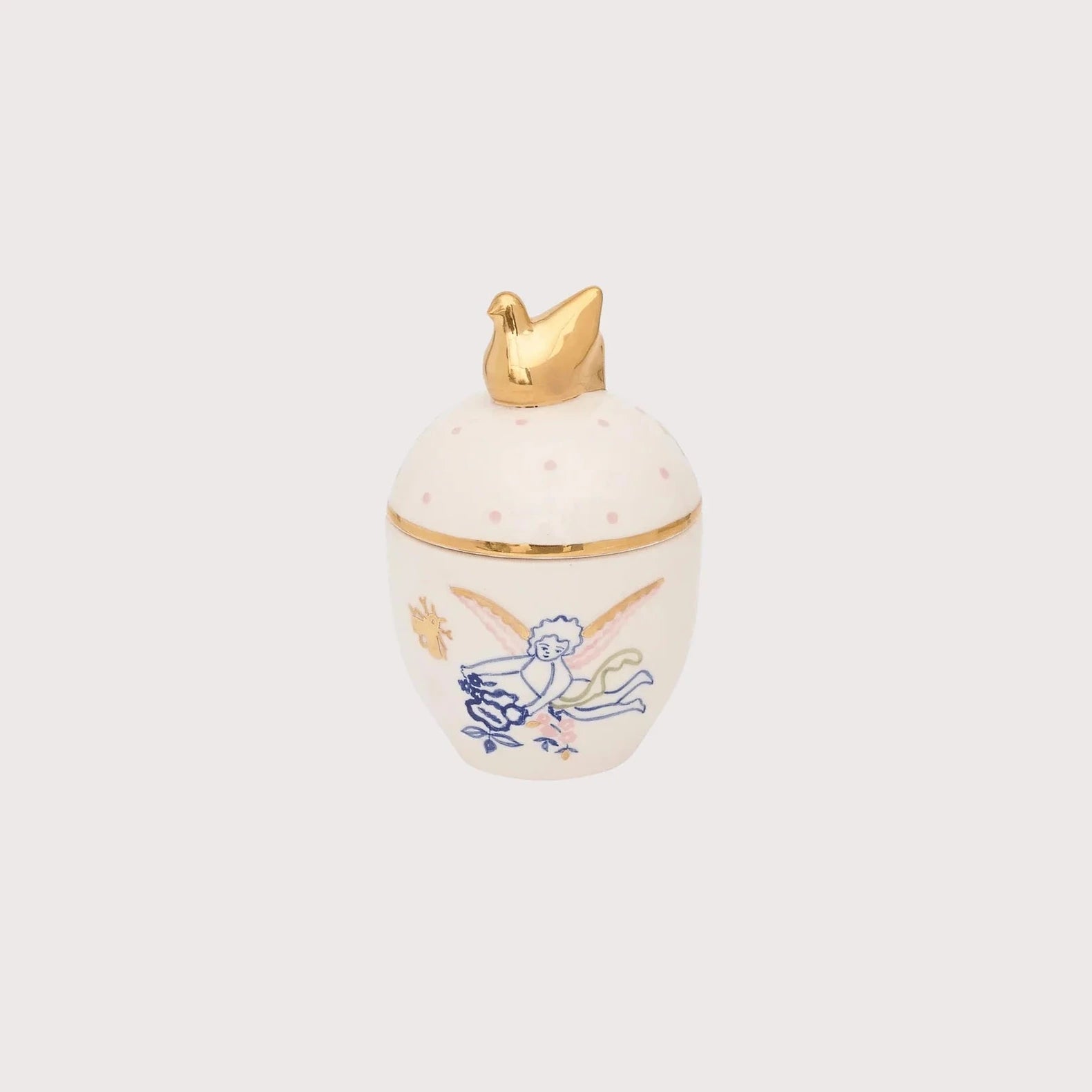 Gunia Project Angel Spring Sugar Bowl – handbemalte Keramik-Zuckerdose mit Engelmotiv
