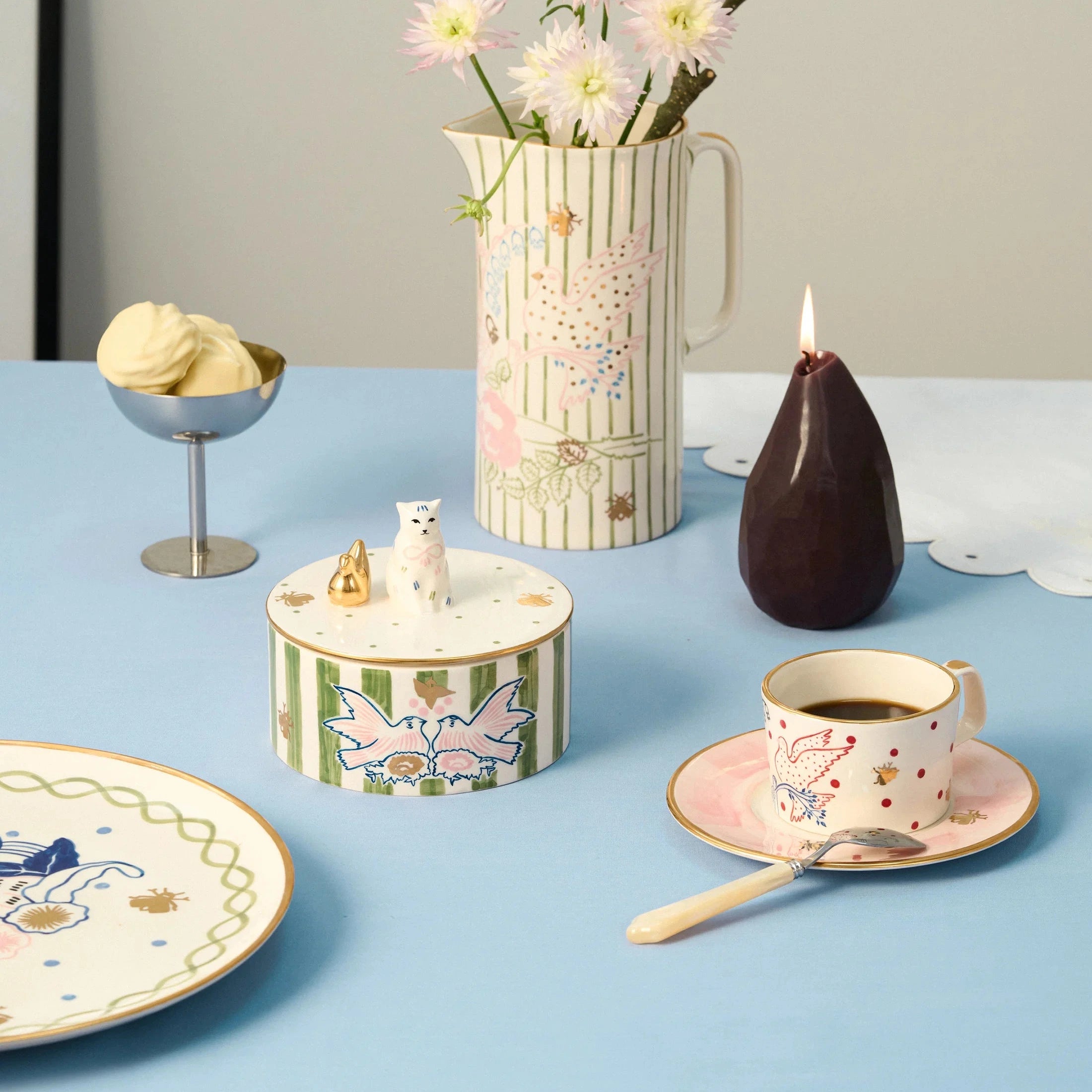 Gunia Project Birdsong Sugar Bowl – handbemalte Keramik-Zuckerdose mit Vogelmotiv