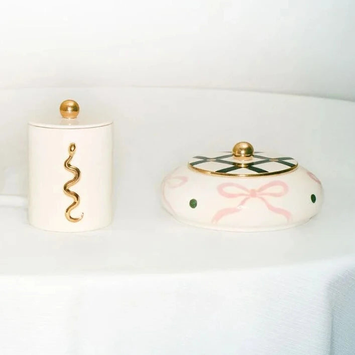 Gunia Project Sugar Bowl Wonderworld with Bow – handbemalte Keramik-Zuckerdose