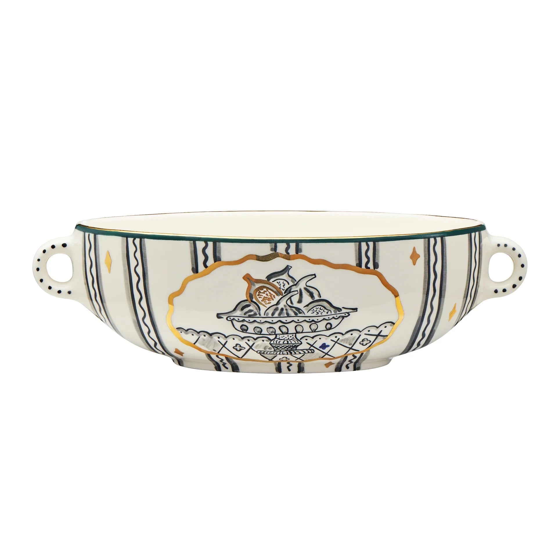 Gunia Project Fruit Bowl Mermaid Figs – handbemalte Keramik-Obstschale mit Meerjungfrau
