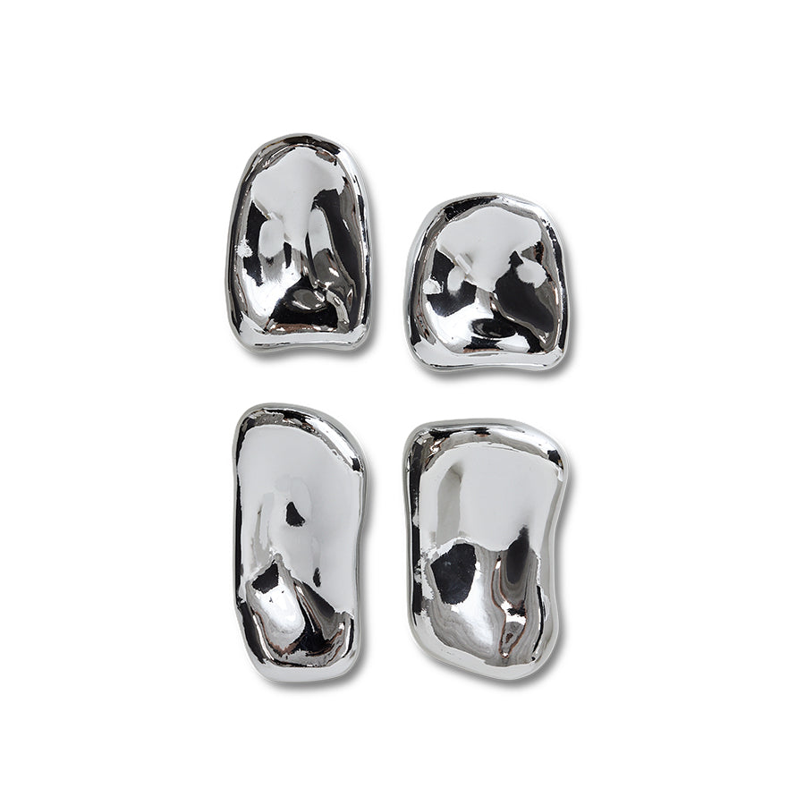 Glasskulptur Chrome, 4er Set – Wandserie & Designobjekt | HK Living
