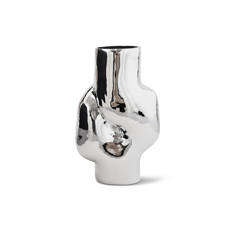 Gleam Glasvase hoch, Chrome | HK Living