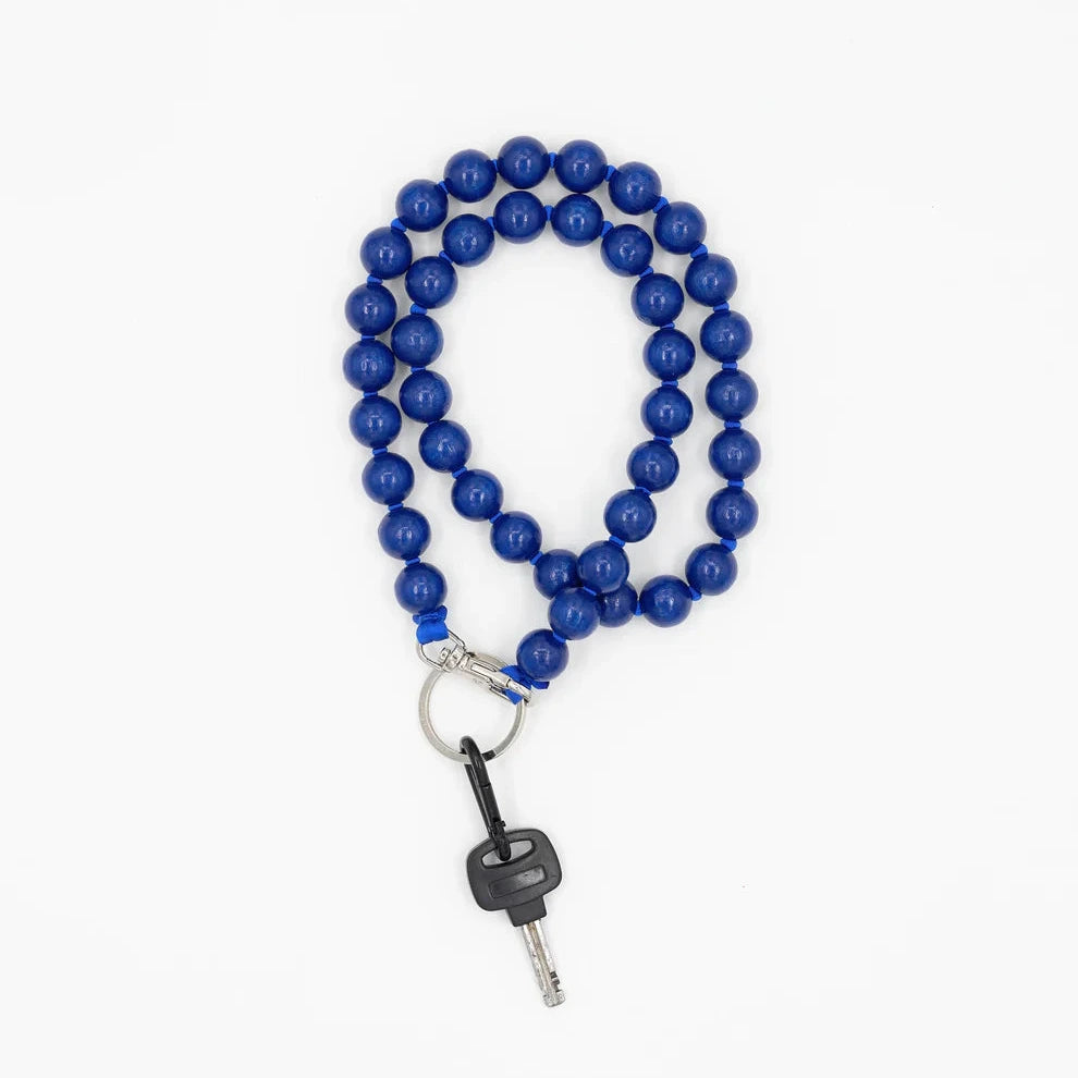 BIG Schlüsselanhänger mit dicken Holzperlen, lang, Dunkelblau | Ina Seifert