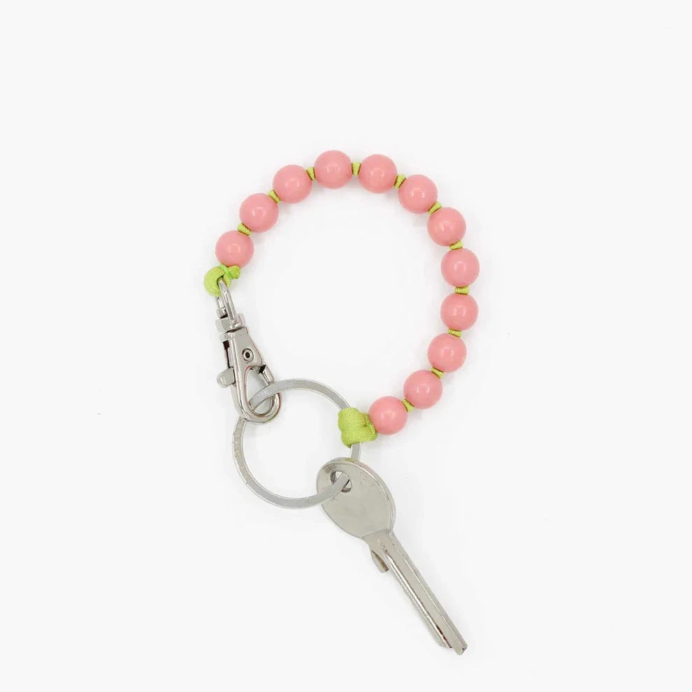 Ina Seifart Schlüsselanhänger mit Perlen, Blush / Lime, kurz