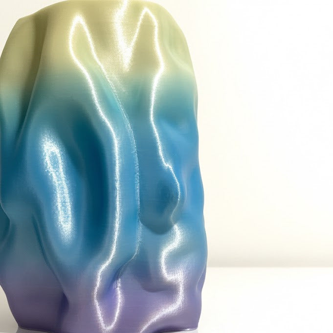 Limitierte 3D-Druck Vase – Organic Angel, klein,gelb-türkis-lila| Radical Softness